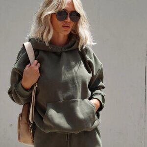 Vici Ready Or Not Hooded Sweatshirt Oversized Olive Green Size Small